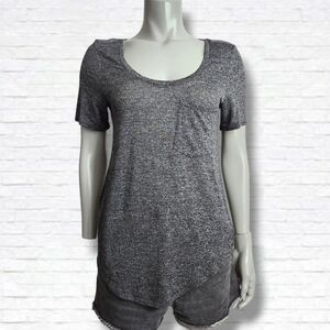 Aritzia X Babaton Semi Sheer Grey Scoop Neck Tee Shirt Size S
